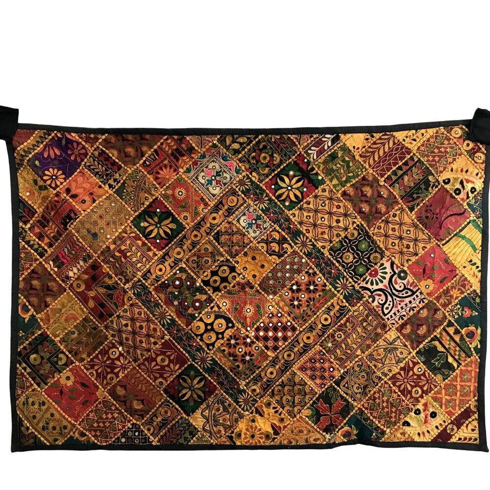 Vintatge Marusthali-Patchwork-Tapestry-Bohemian India Handmade XL 58"